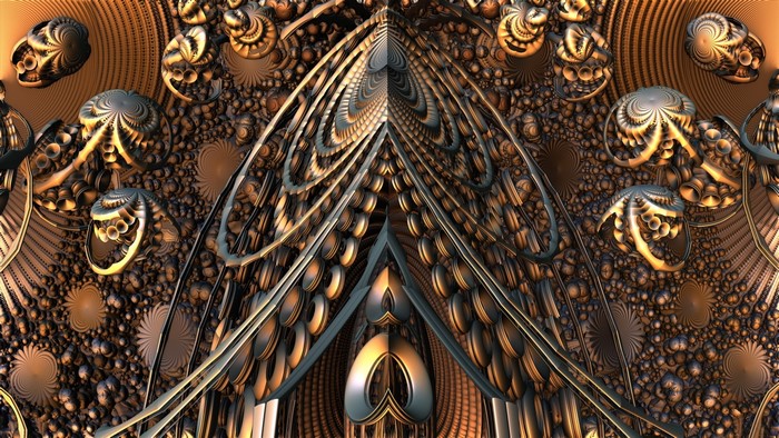 3D fractal abstract metallic structures