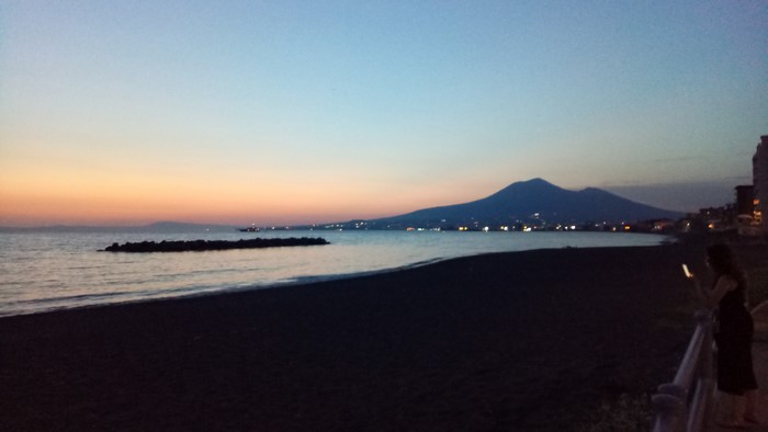 Sunset over the Bay of Naples with Mount Vesuvius