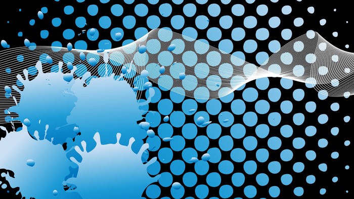 4K Abstract Blue Splatters and Halftone Dots