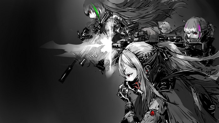 Girls Frontline characters firing weapons