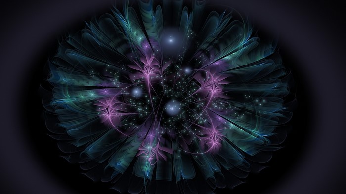 Abstract fractal flower with glowing particles