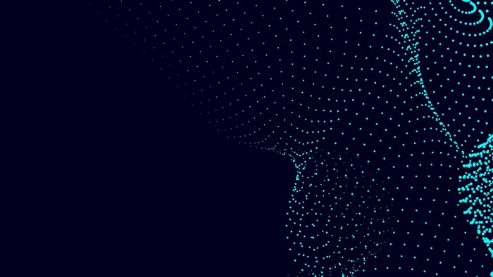 Abstract blue dots forming a wave pattern