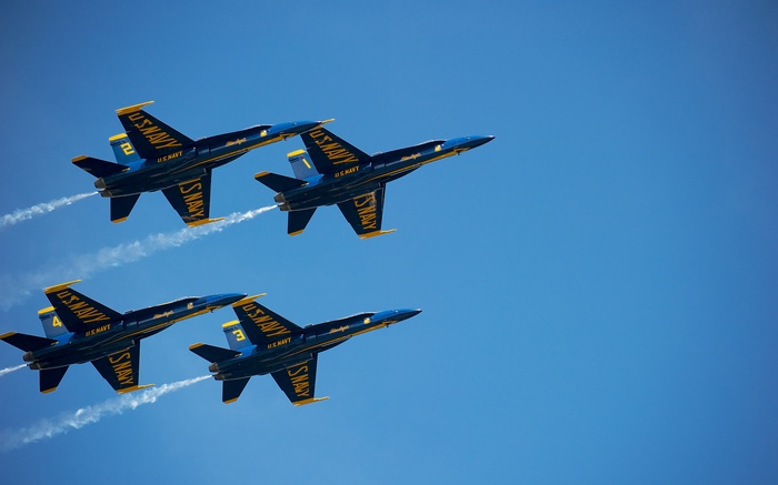 Blue Angels US Navy jets flying in formation