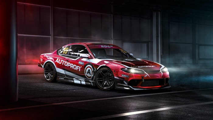 Red Nissan Silvia S15 Drift Car with "AUTOPROFI" Livery