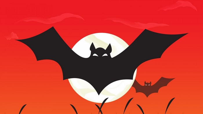 Halloween Bats and Moon