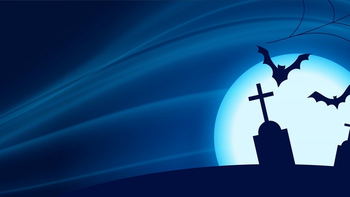 4K Halloween Night with Bats and Gravestones
