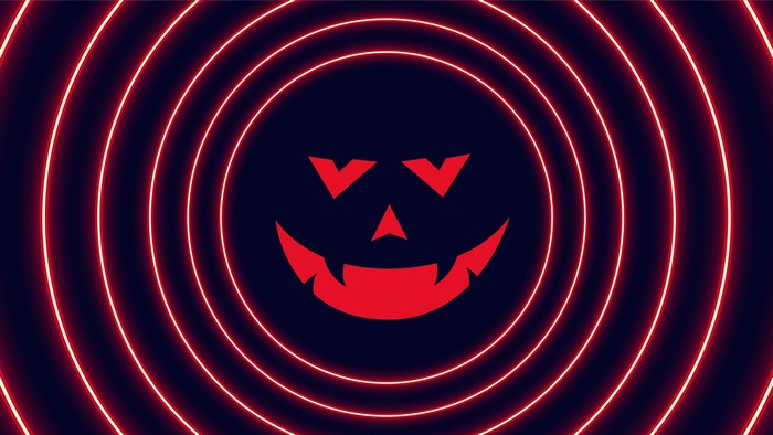 4K Halloween Pumpkin Face with Neon Circles