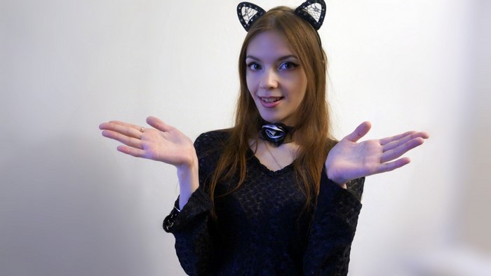 Girl with cat ears and collar