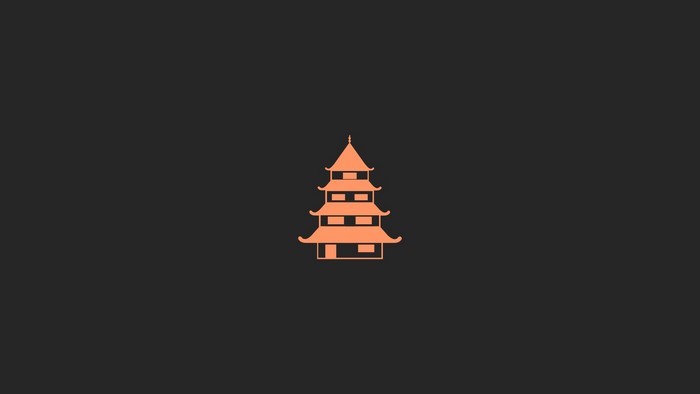 Orange Pagoda on Dark Background