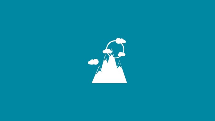 White mountains with clouds and circle