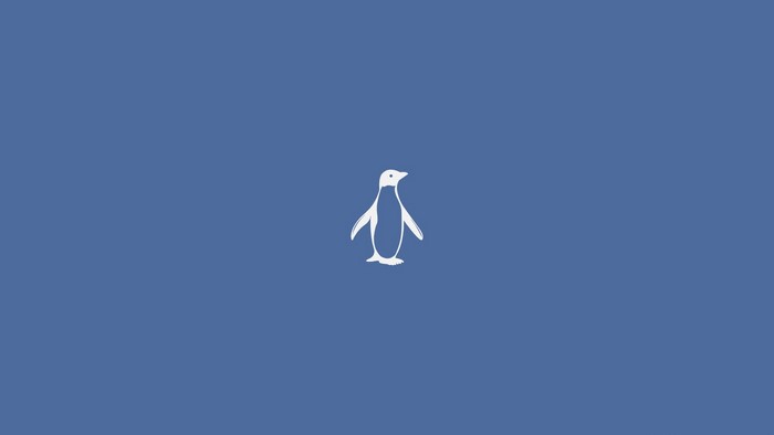 White Penguin on Blue Background