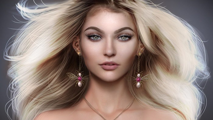 Digital art of a beautiful woman with blonde hair