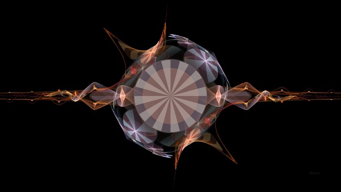 Abstract fractal art with radial patterns and wavy lines