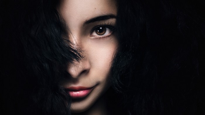 Close-up of a young woman's face