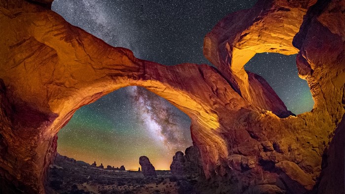 Double Arch Arches National Park Milky Way