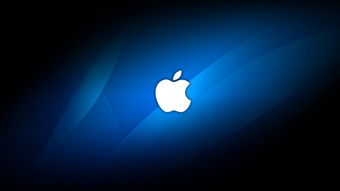 Apple Logo on Blue Abstract Background