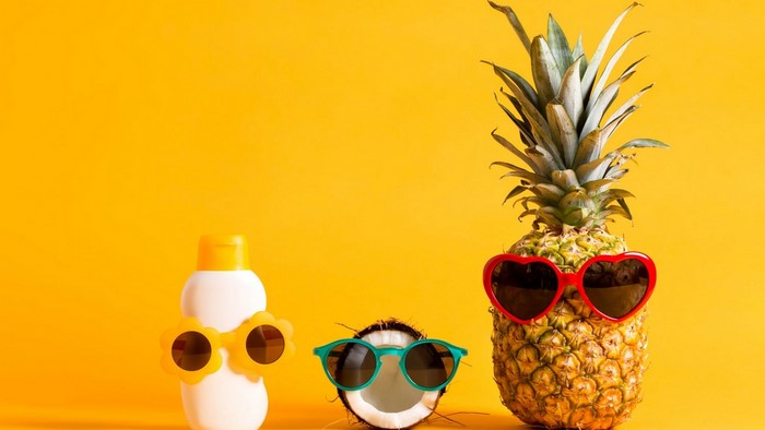 Pineapple, Coconut, and Sunscreen with Sunglasses