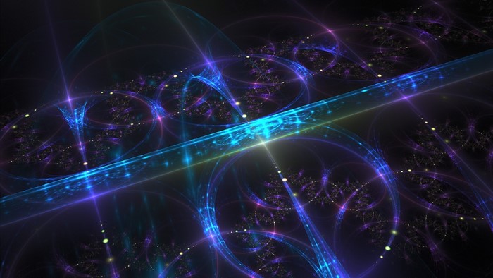 Abstract fractal patterns with blue and purple lights