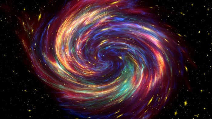 Swirling colorful galaxy with stars