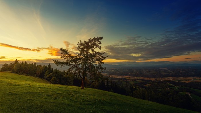 4K Sunset Over Rolling Hills