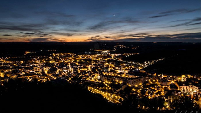 Night city lights from a high vantage point