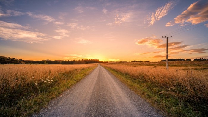 Country road at sunset