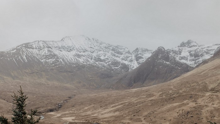 Snow-capped mountains in a valley