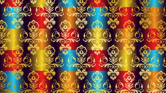 4K Damask Pattern with Gradient Stripes