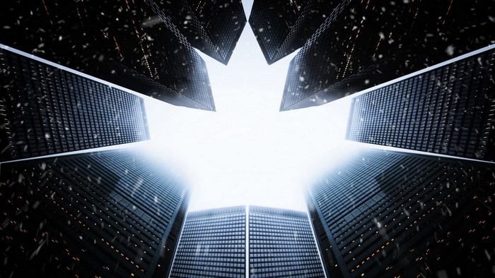 Skyscrapers forming a maple leaf shape