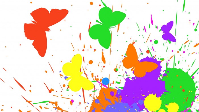 4K Butterflies and Paint Splatters