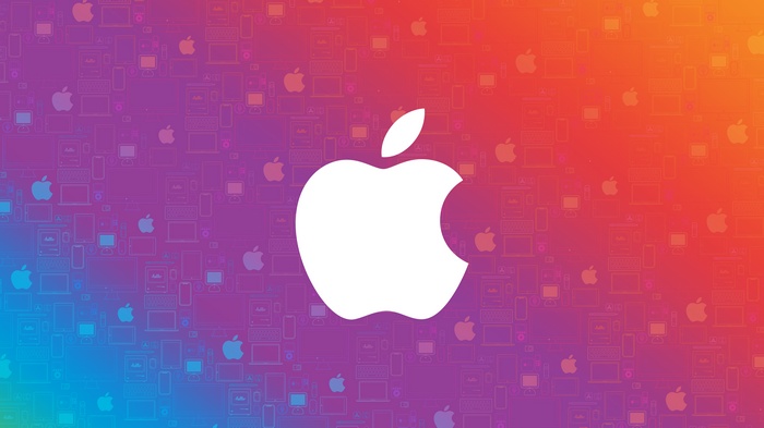 Apple Logo on Colorful Abstract Background 4K