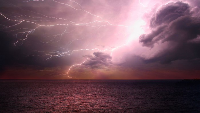 Lightning Storm Over the Ocean
