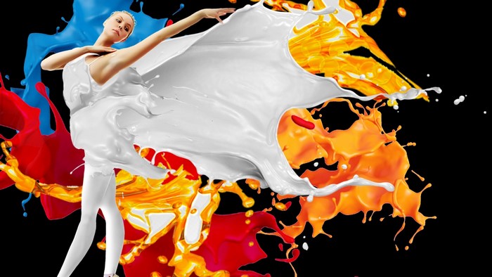 Ballerina in white paint splash