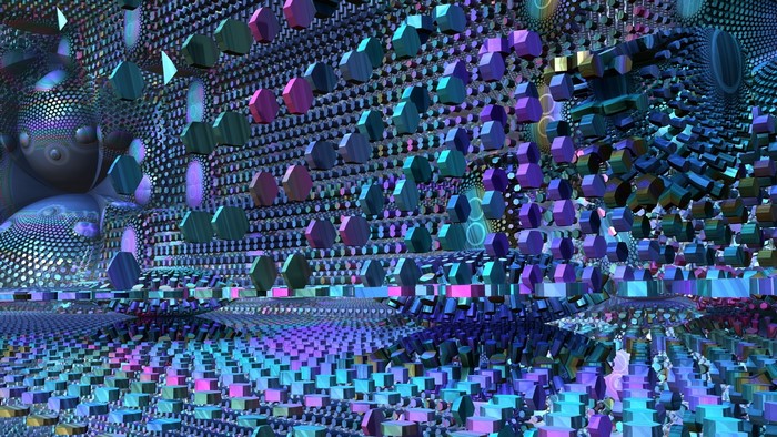Abstract 3D fractal art with geometric shapes