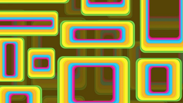 Retro Rectangles with Rounded Corners in Rainbow Colors