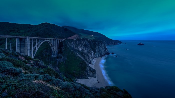 Bixby Creek Bridge over the Pacific Ocean at Dusk