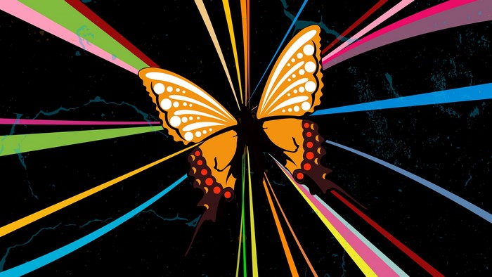 Butterfly with Colorful Rays