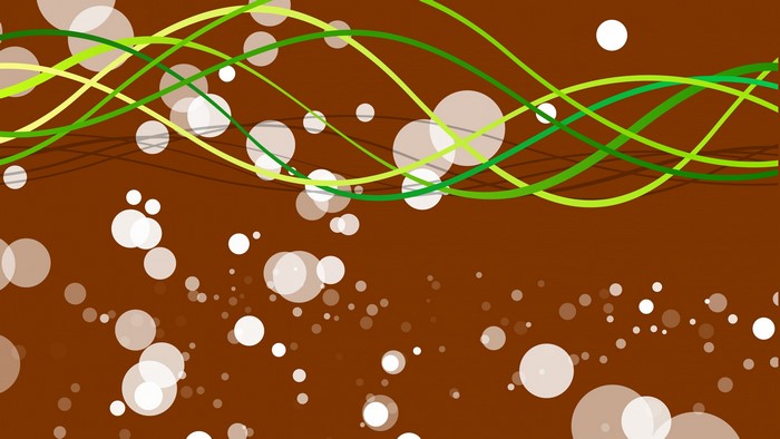4K Abstract Green and Yellow Waves with Bubbles