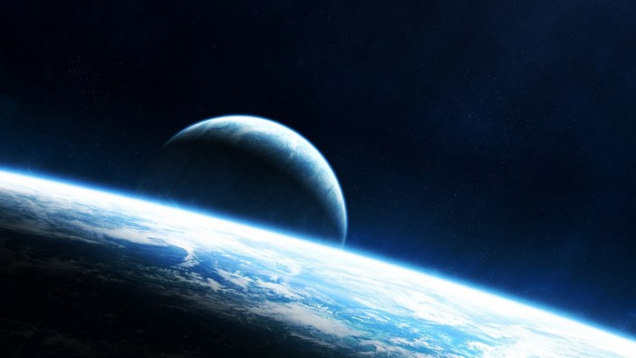 Earth and Moon in Space