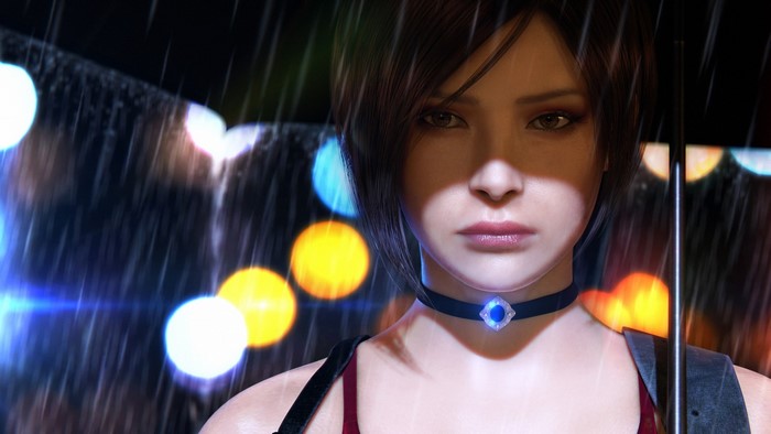 Ada Wong from Resident Evil in the rain