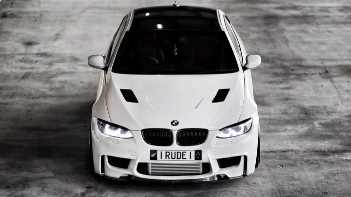 White BMW M3 with custom license plate
