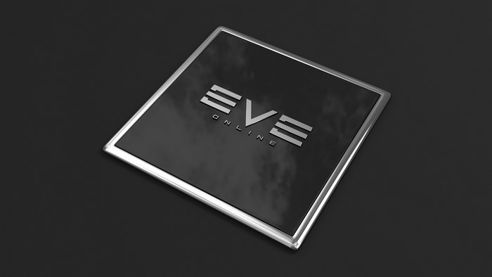 Eve Online logo on a metallic square