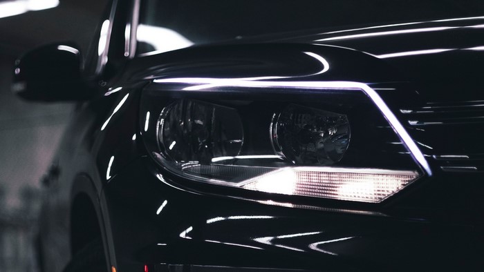 Black Car Headlight Detail