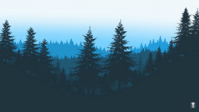 Blue gradient forest silhouette