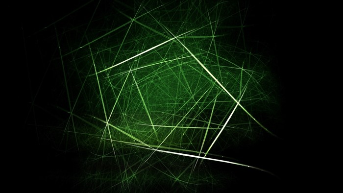 Abstract green lines on black background