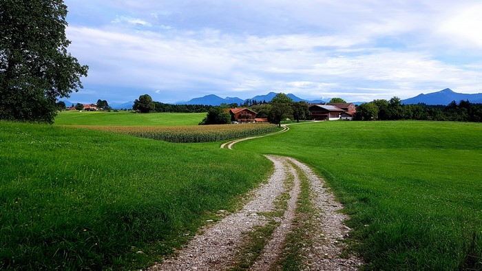 4K Nature Landscape with Farm and Mountains