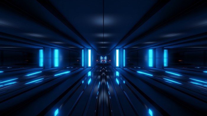 Futuristic Blue Neon Tunnel