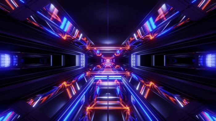 Futuristic Tunnel with Neon Lights