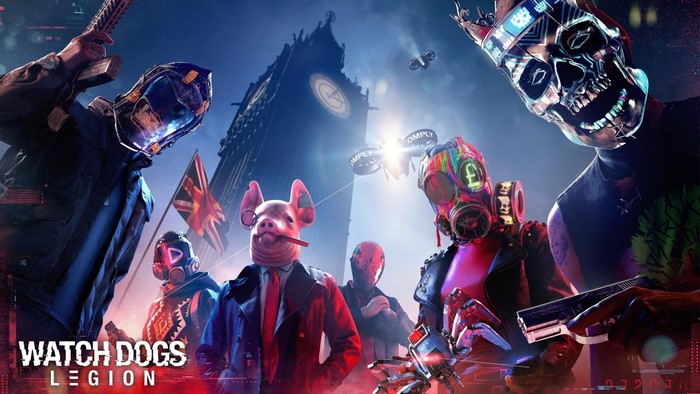 Watch Dogs Legion with masked figures and Big Ben