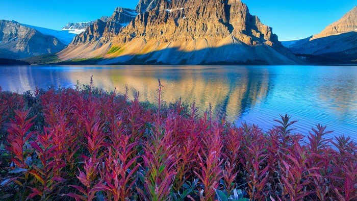 Bow Lake and Crowfoot Glacier in Banff National Park, Canada